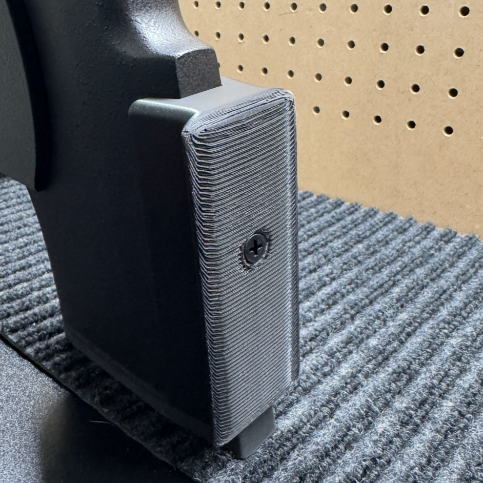 Underside of cz 457 bag rider showing wide base platform for bag rest stability and mounting screw