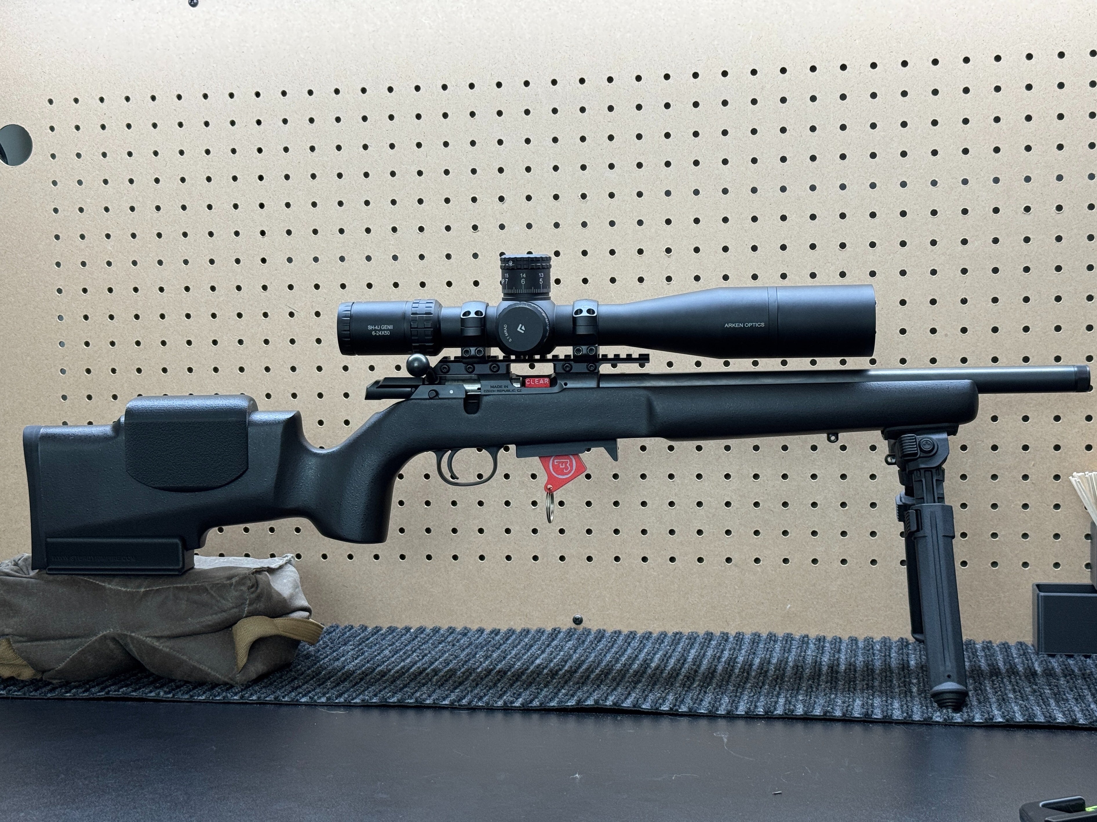 CZ 457 Pro Varmint bag rider mounted on stock sling stud mounting point for base class NRL22 build